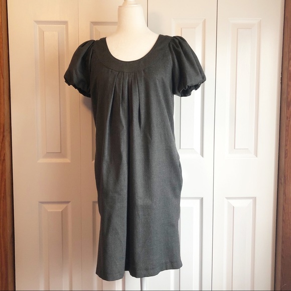 Zara Woman Charcoal Gray Wool Blend Shift Dress Medium - Picture 3 of 10